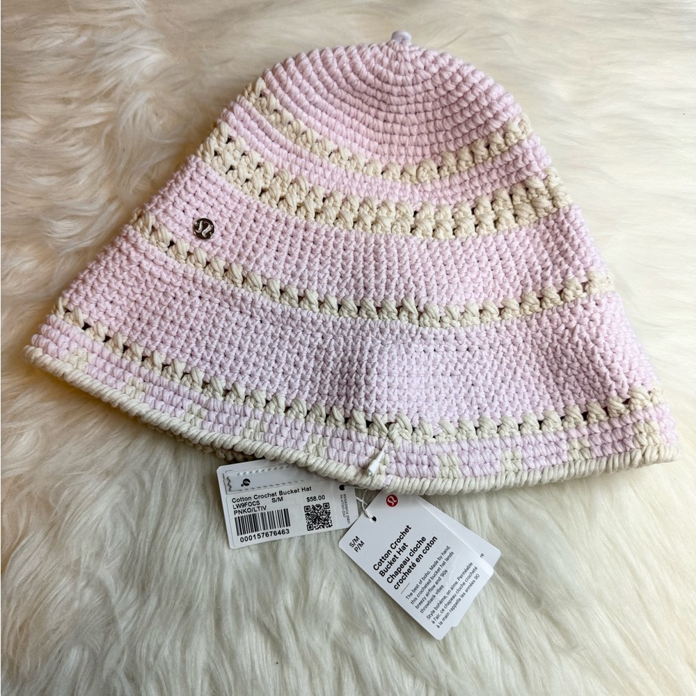 Lululemon Cotton Crochet Bucket Hat PNKO LTIV Size S/M New